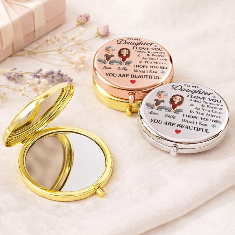 Custom Compact Mirror - Personalized Birthday Gifts For Daughter - My Love Follows You Through Every Chapter