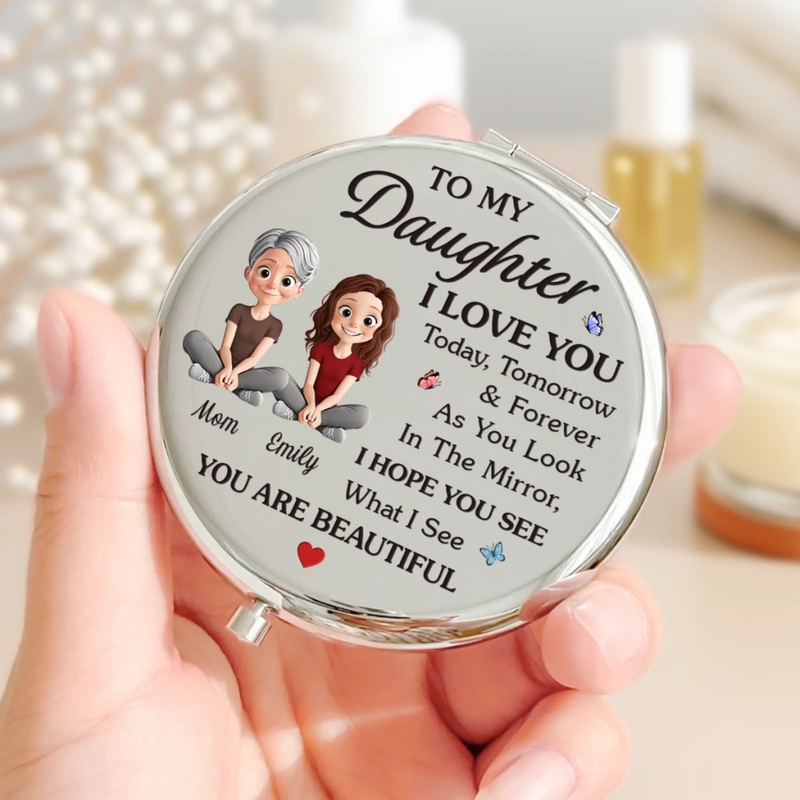 Custom Compact Mirror - Personalized Birthday Gifts For Daughter - My Love Follows You Through Every Chapter