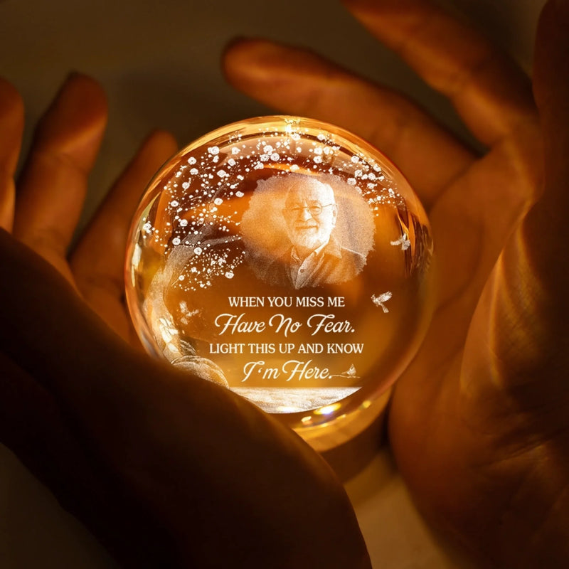 Custom Photo Crystal Globe Lamp - Personalized Memorial Sympathy Gifts For Loss Of Mom, Dad - A Love That Remains