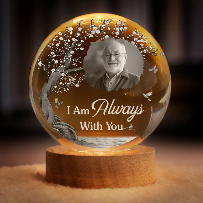 Custom Photo Crystal Globe Lamp - Personalized Memorial Sympathy Gifts For Loss Of Mom, Dad - A Love That Remains