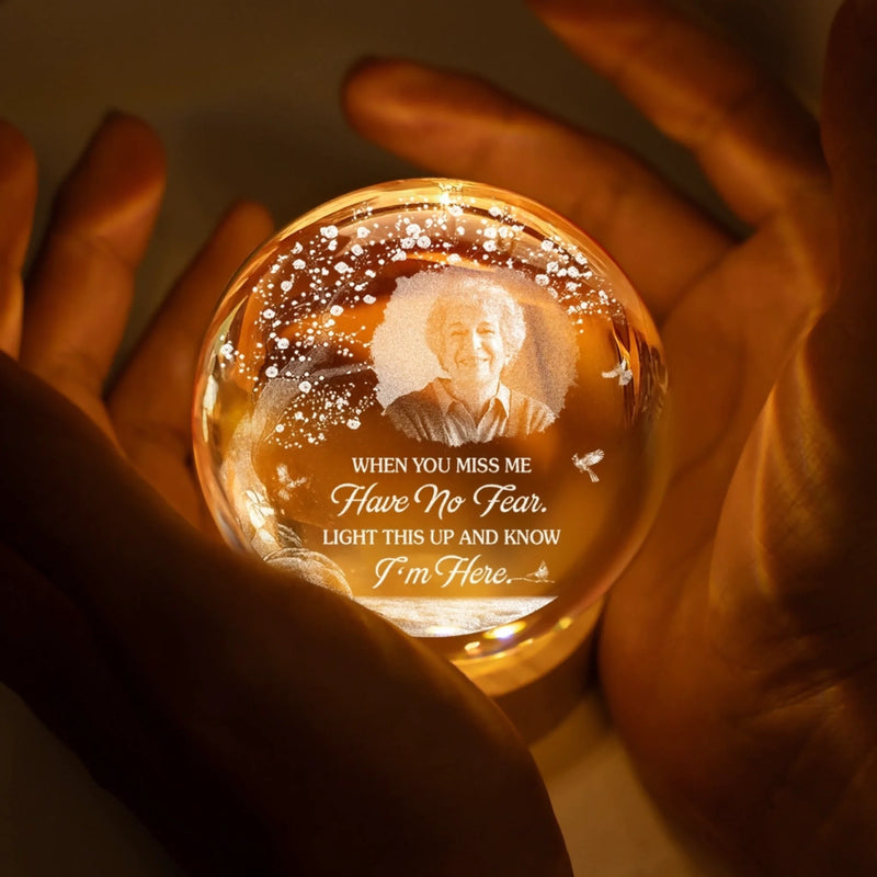 Custom Photo Crystal Globe Lamp - Personalized Memorial Sympathy Gifts For Loss Of Mom, Dad - Loved Beyond This Life
