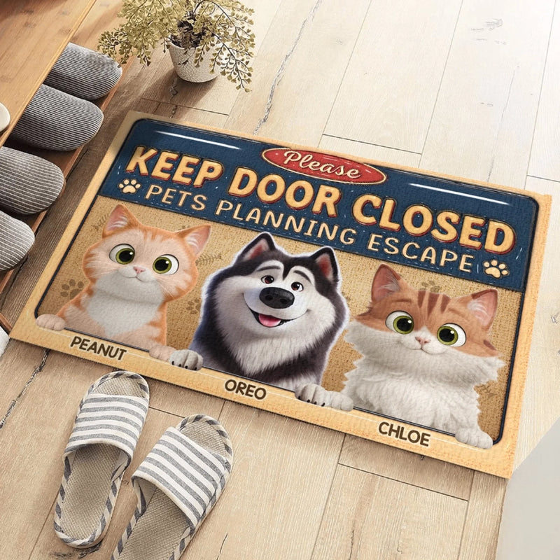 Custom 3D Inflated Effect Printed Home Decor Decorative Mat - Personalized Birthday Gifts For Dog Cat Lovers, Dog Dad And Mom, Cat Owners - Escape Artists Live Here