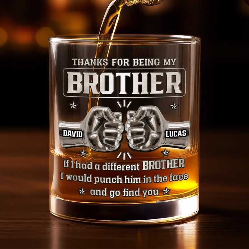 Custom Whiskey Glass - Personalized Birthday Gifts For Brothers, Siblings - Same Roots, Same Ride