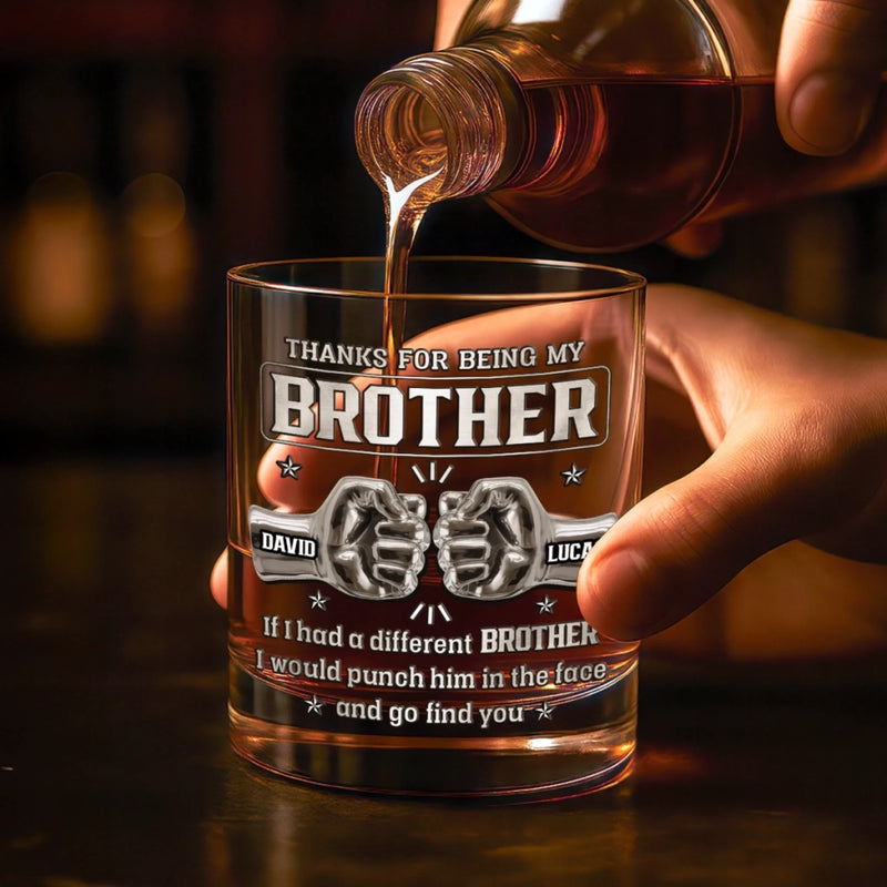 Custom Whiskey Glass - Personalized Birthday Gifts For Brothers, Siblings - Same Roots, Same Ride