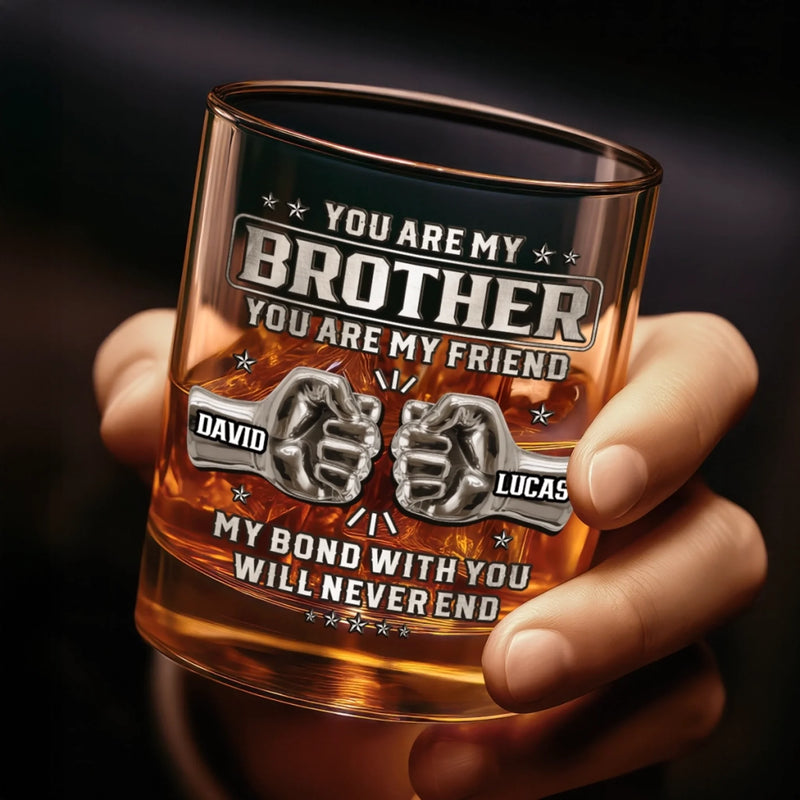Custom Whiskey Glass - Personalized Birthday Gifts For Brother - Family By Chance, Brothers Forever