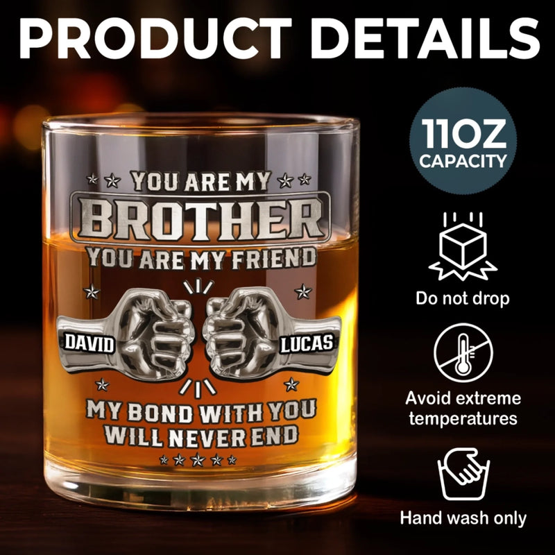 Custom Whiskey Glass - Personalized Birthday Gifts For Brother - Family By Chance, Brothers Forever