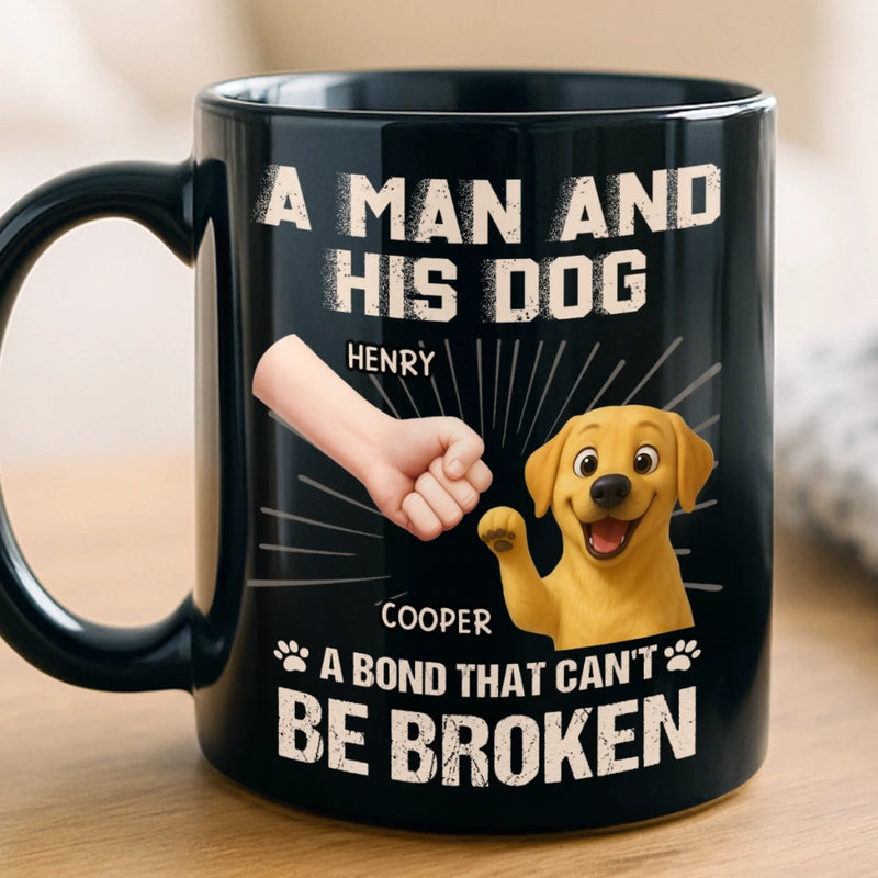 Custom Black Mug - Personalized Birthday Gifts For Dog Cat Lovers, Dog Dad And Mom, Cat Owners - Fur Makes Me Happy