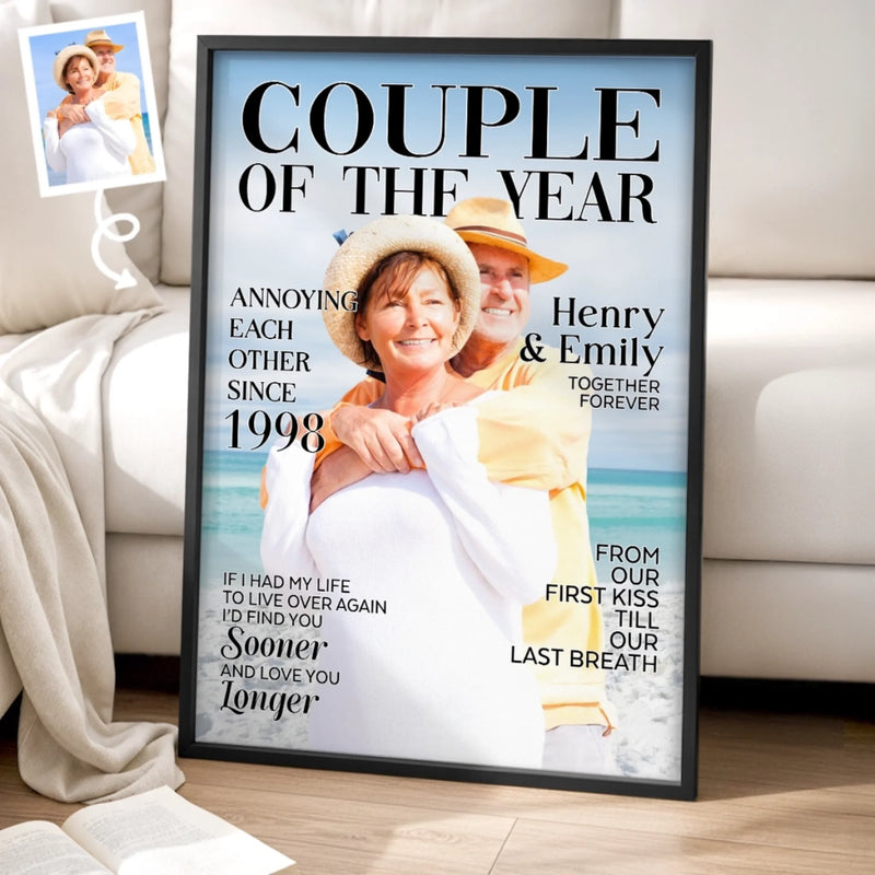 Custom Photo Vertical Poster - Personalized Anniversary Wedding Gifts For Husband And Wife, Him And Her - Side By Side Feels Safe