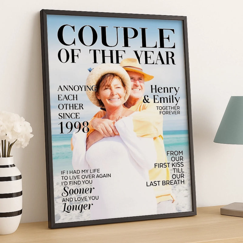 Custom Photo Vertical Poster - Personalized Anniversary Wedding Gifts For Husband And Wife, Him And Her - Side By Side Feels Safe