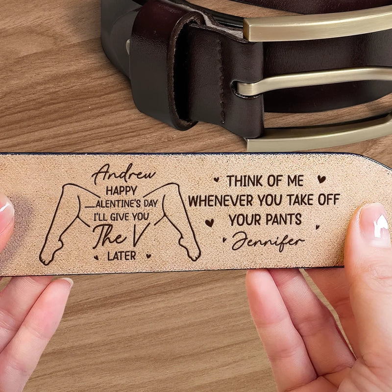 Custom Engraved Leather Belt - Personalized Anniversary Wedding Gifts For Husband And Wife, Him And Her - We Fit Without Trying