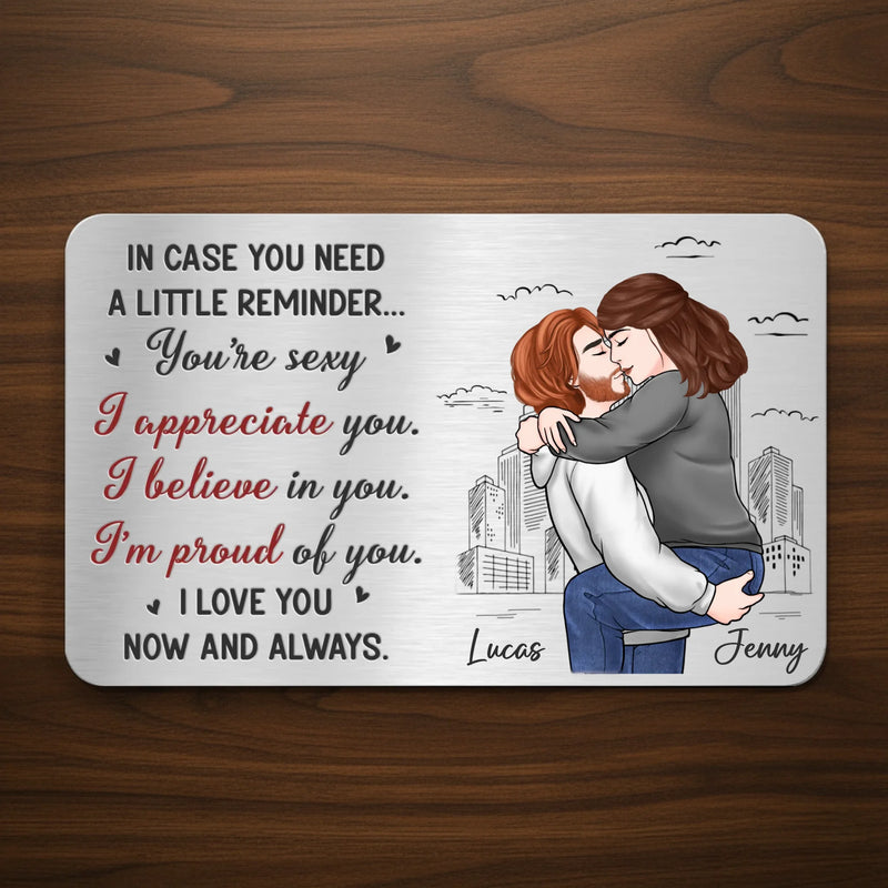 Custom Aluminum Wallet Card - Personalized Anniversary Wedding Gifts For Husband And Wife, Him And Her - You And Me Feels Natural