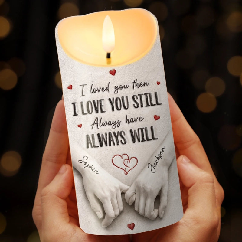Custom LED Candle - Personalized Anniversary Wedding Gifts For Husband And Wife, Him And Her - Love Feels Safe With You