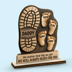 Your Footsteps Led Our Way - Family Personalized Custom Shaped 2-Layered Wooden Plaque With Flat Stand - Father's Day, House Warming Gift For Dad, Grandpa