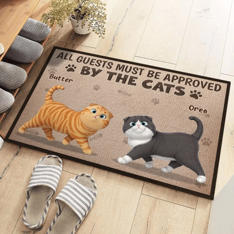 Custom Home Decor Decorative Mat - Personalized Birthday  Gifts For Cat Lovers, Cat Mom And Dad - Welcome, Cats Say Maybe