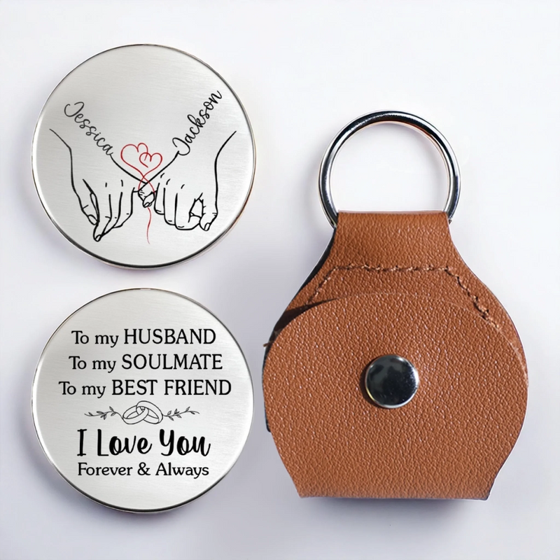 Custom Pocket Hug - Personalized Anniversary Wedding Gifts For Husband And Wife, Him And Her - Hearts Connected Staying Close