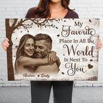 Custom Photo Horizontal Poster, Canvas - Personalized Anniversary Wedding Gifts For Husband, Wife, Couple - My World Feels Complete