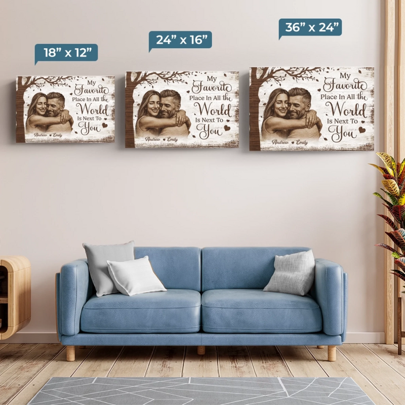 Custom Photo Horizontal Poster, Canvas - Personalized Anniversary Wedding Gifts For Husband And Wife, Him And Her - My World Feels Complete