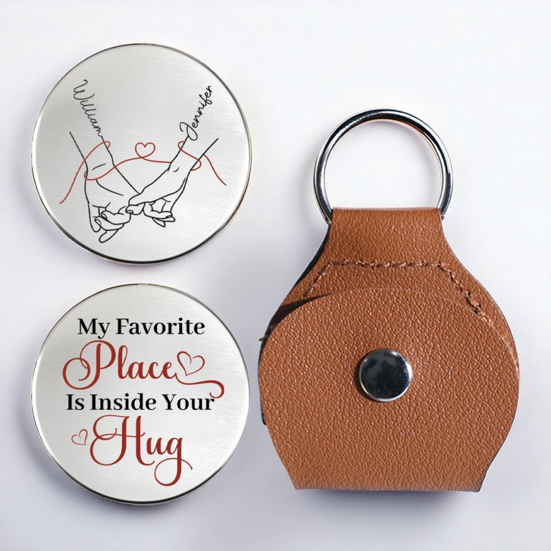 Custom Pocket Hug - Personalized Anniversary Wedding Gifts For Husband And Wife, Him And Her - With You I Feel Home