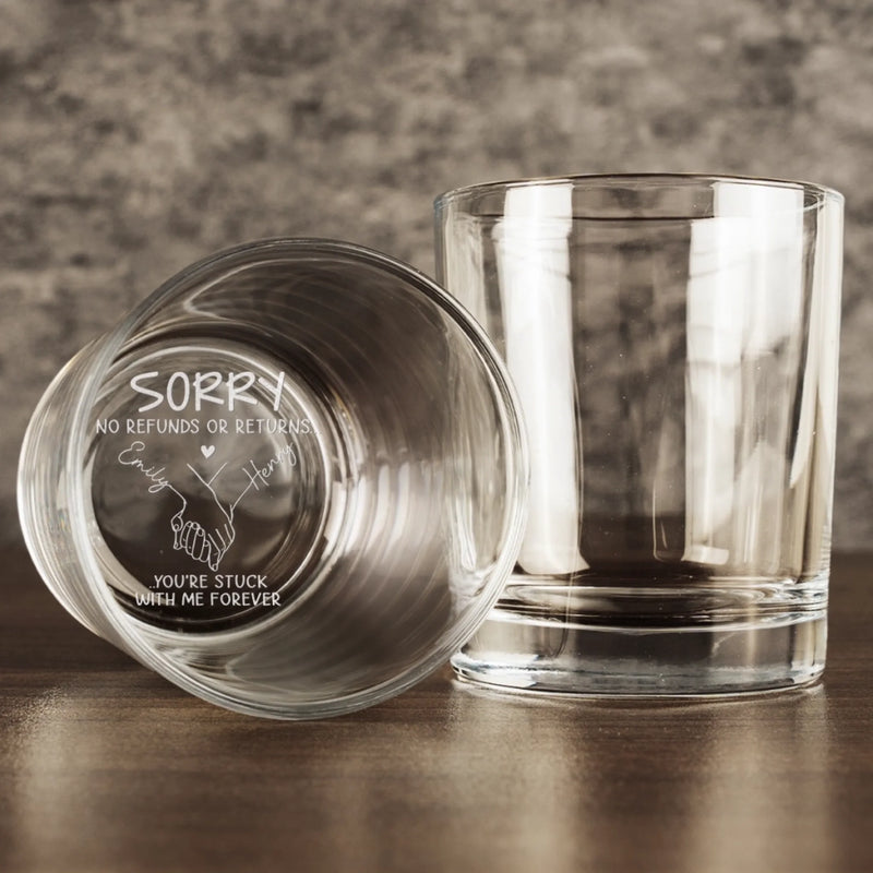 Custom Whiskey Glass - Personalized Anniversary Wedding Gifts For Husband And Wife, Him And Her, Wine, Bourbon, Whiskey Lovers - Sorry, I’m Your Problem
