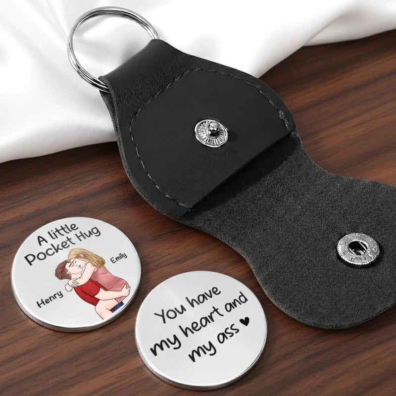 Custom Pocket Hug - Personalized Anniversary Wedding Gifts For Husband And Wife, Him And Her - Carry Love Everywhere You Go
