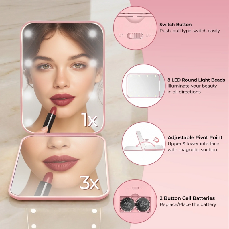 Custom LED Compact Makeup Mirror - Personalized Anniversary Wedding Gifts For Husband And Wife, Him And Her - You’re My Everyday Miracle
