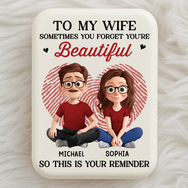 Custom LED Compact Makeup Mirror - Personalized Anniversary Wedding Gifts For Husband And Wife, Him And Her - Forever Feels Like This