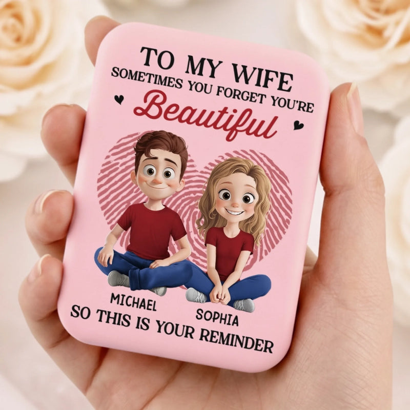 Custom LED Compact Makeup Mirror - Personalized Anniversary Wedding Gifts For Husband And Wife, Him And Her - Forever Feels Like This