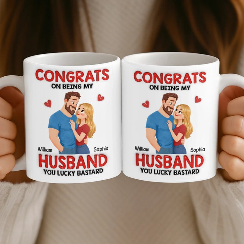 Custom 3D Inflated Effect Printed Mug - Personalized Anniversary Wedding Gifts For Husband And Wife, Him And Her - You’re Welcome, Handsome
