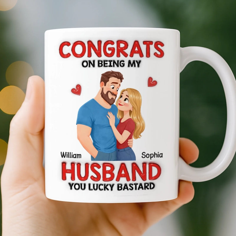 Custom 3D Inflated Effect Printed Mug - Personalized Anniversary Wedding Gifts For Husband And Wife, Him And Her - You’re Welcome, Handsome