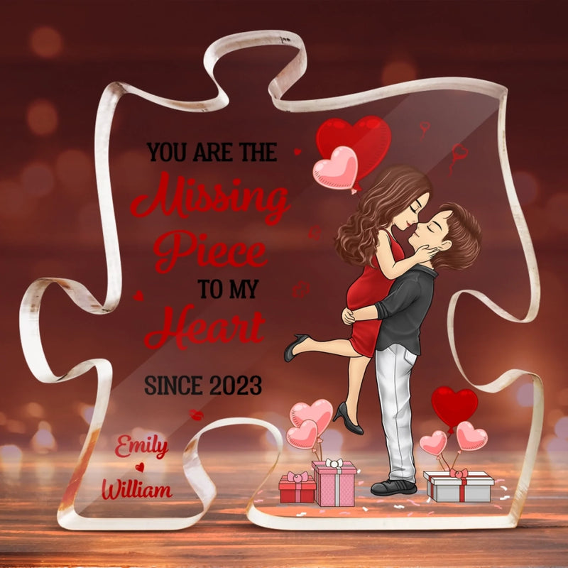 Custom Puzzle Shaped Acrylic Plaque - Personalized Anniversary Wedding Gifts For Husband And Wife, Him And Her - Destiny Brought You To Me