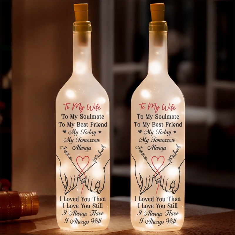 Custom Bottle Lamp - Personalized Anniversary Wedding Gifts For Husband And Wife, Him And Her - Our Love Glows Forever