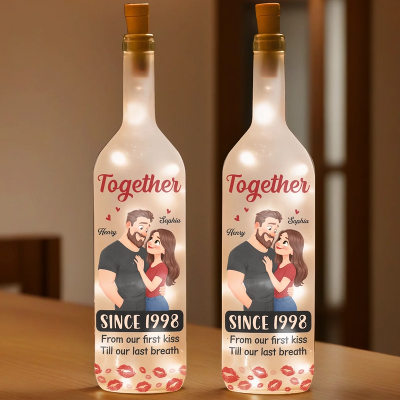 Custom Bottle Lamp - Personalized Anniversary Valentine Wedding Gifts For Husband And Wife, Him And Her - Love Feels Steady With You