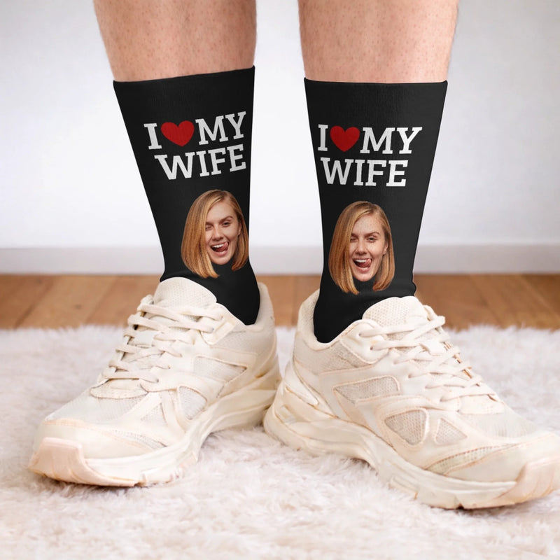 Custom Photo Crew Socks - Personalized Anniversary Wedding Gifts For Husband And Wife, Him And Her - You Are My Home