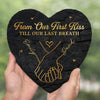 Custom Heart Shaped Stone With Stand - Personalized Anniversary Wedding Gifts For Husband And Wife, Him And Her - Hand In Hand Forever