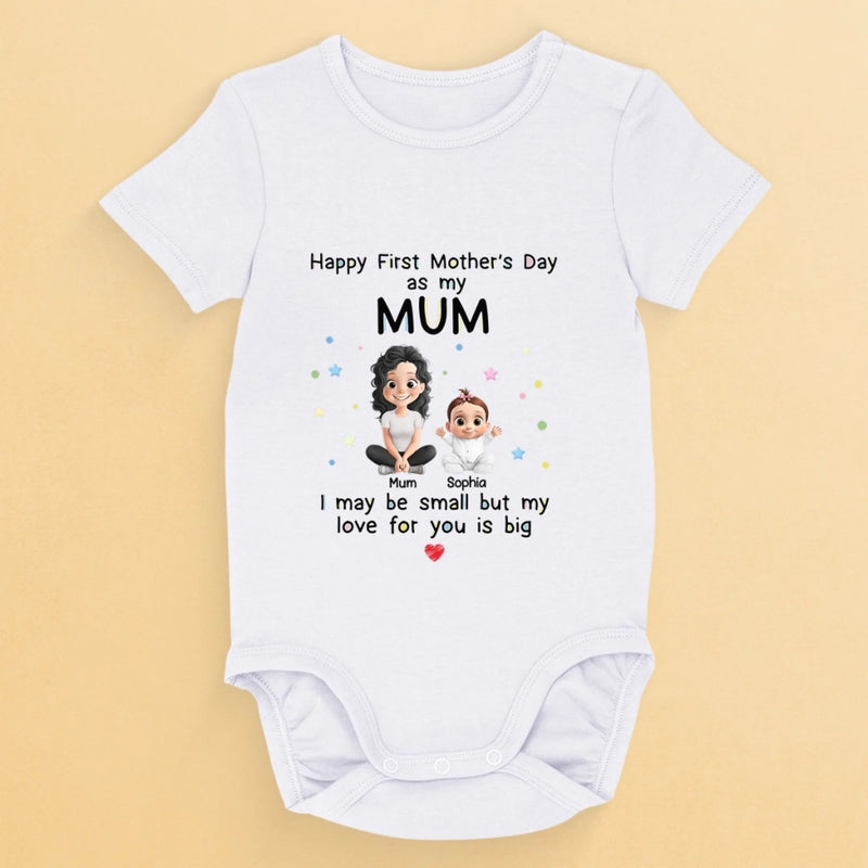 Custom First Mother's Day Baby Onesie - Personalized Baby Shower, Gender Reveal Gifts For New Moms, New Dads, New Parents - Loved From Day One