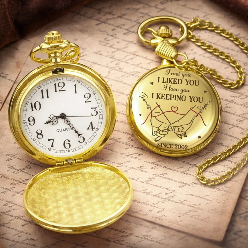 Custom Pocket Watch - Personalized Anniversary Wedding Gifts For Husband And Wife, Him And Her  - Together We Choose Us