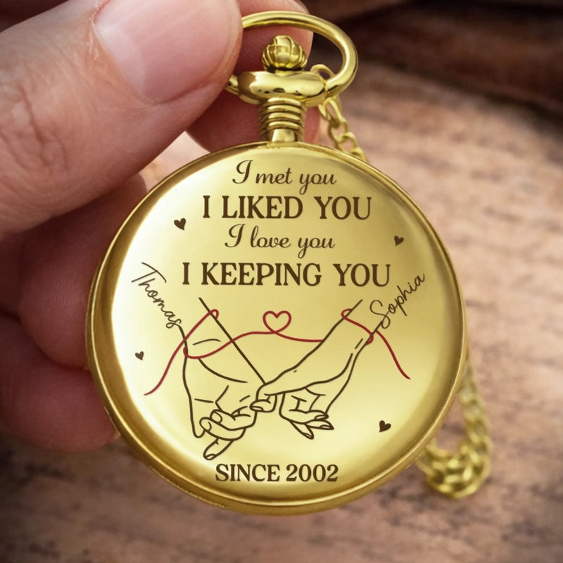 Custom Pocket Watch - Personalized Anniversary Wedding Gifts For Husband And Wife, Him And Her  - Together We Choose Us