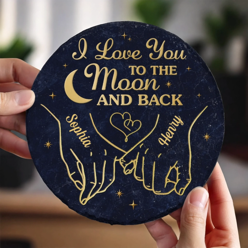 Custom Round Shaped Stone With Stand - Personalized Anniversary Wedding Gifts For Husband And Wife, Him And Her - Our Love Knows No End