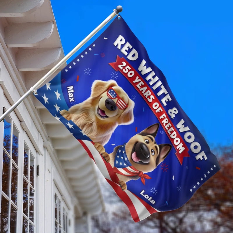 Custom Flag - Personalized America 250th Anniversary Gifts For Dog Lovers, Dog Dad And Mom - Freedom Lives Here