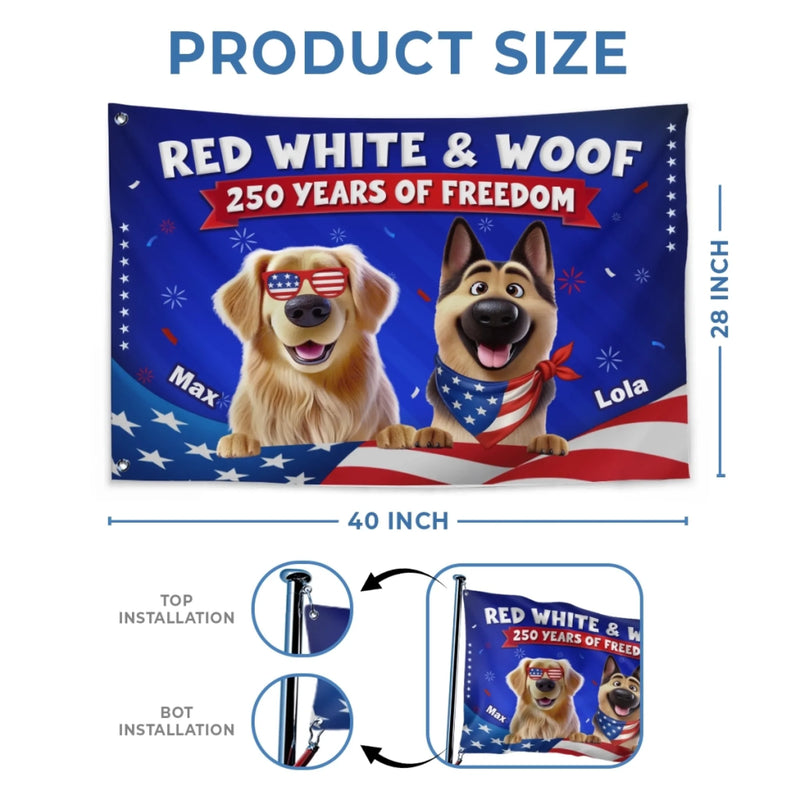 Custom Flag - Personalized America 250th Anniversary Gifts For Dog Lovers, Dog Dad And Mom - Freedom Lives Here