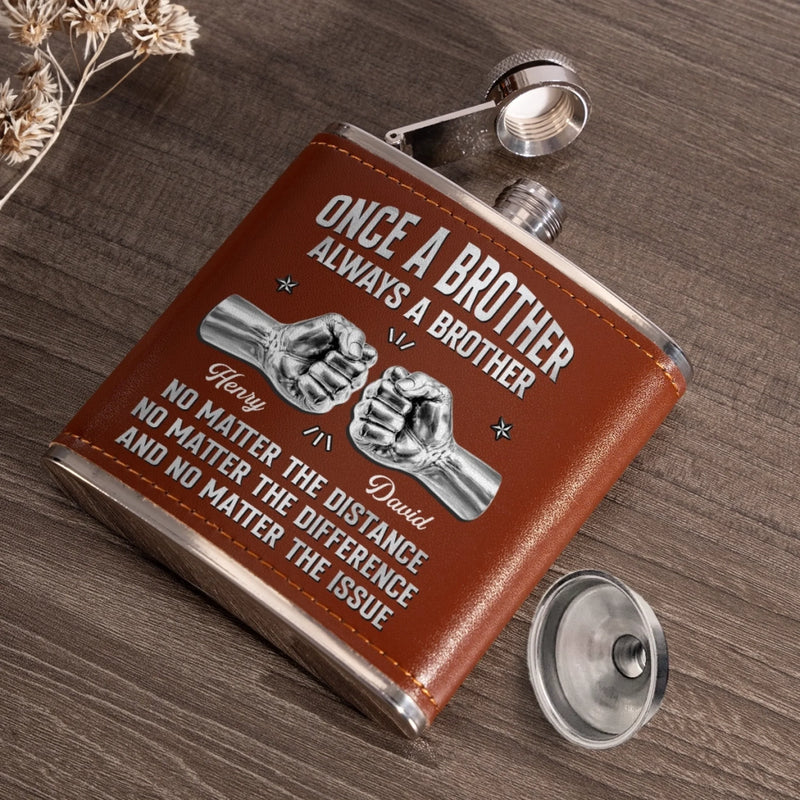 Custom Hip Flask - Personalized Birthday Gifts For Brother - Brothers Through Every Season