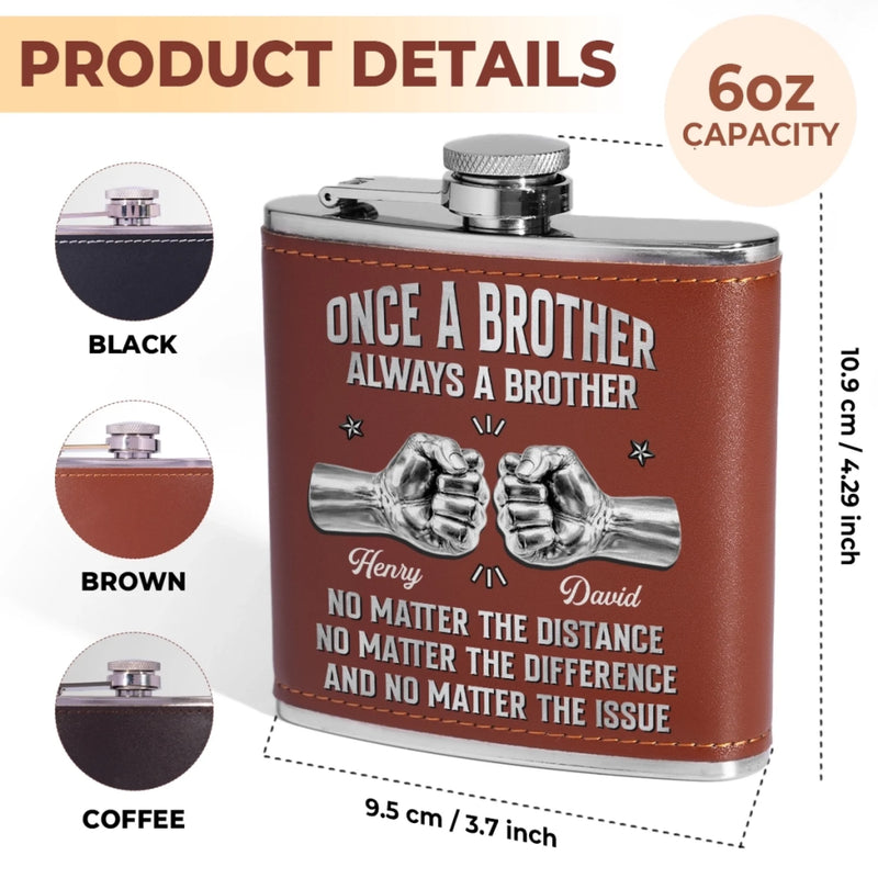 Custom Hip Flask - Personalized Birthday Gifts For Brother - Brothers Through Every Season