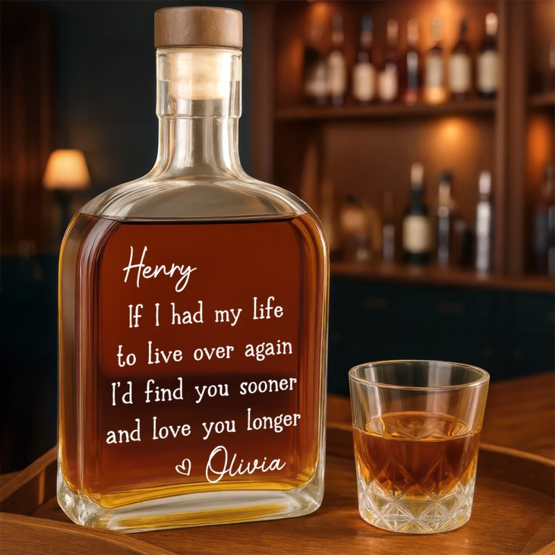 Custom Whiskey Bottle - Personalized Anniversary Wedding Gifts For Husband And Wife, Him And Her - Love Feels Right With You
