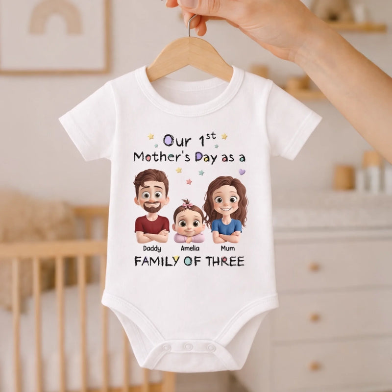 Custom First Mother's Day Baby Onesie - Personalized Baby Shower, Gender Reveal Gifts For New Moms, New Dads, New Parents - Made Of Love