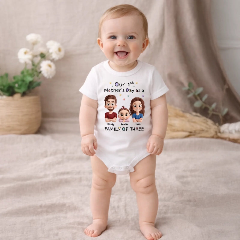 Custom First Mother's Day Baby Onesie - Personalized Baby Shower, Gender Reveal Gifts For New Moms, New Dads, New Parents - Made Of Love