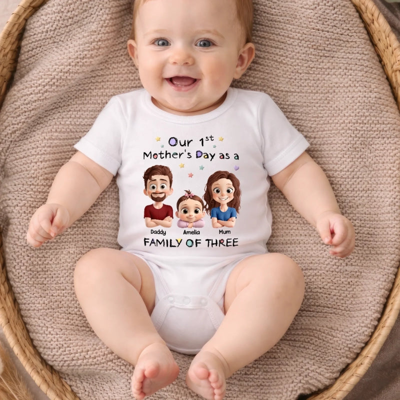 Custom First Mother's Day Baby Onesie - Personalized Baby Shower, Gender Reveal Gifts For New Moms, New Dads, New Parents - Made Of Love