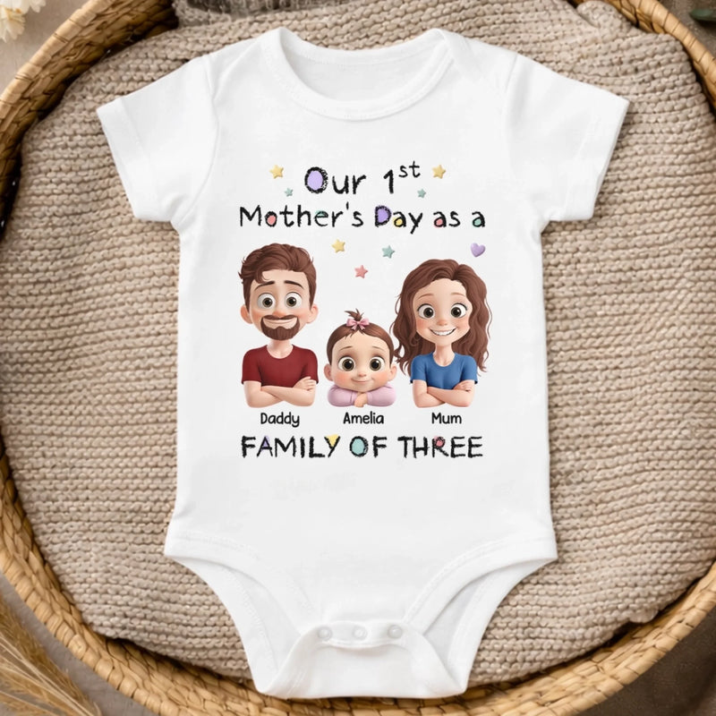 Custom First Mother's Day Baby Onesie - Personalized Baby Shower, Gender Reveal Gifts For New Moms, New Dads, New Parents - Made Of Love