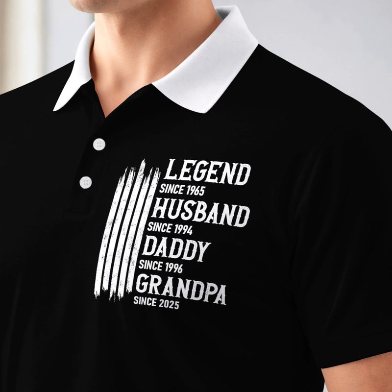 Custom All Over Print Polo Shirt - Personalized Birthday Gifts For Dad, Grandpa - Built With Strength & Love