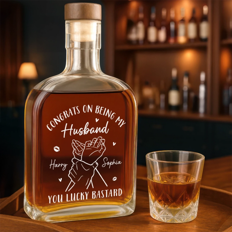 Custom Whiskey Bottle - Personalized Anniversary Wedding Gifts For Husband And Wife, Him And Her - Love Grows Stronger Together