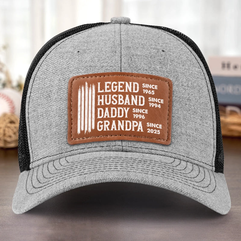 Custom Leather Patch Hat - Personalized Birthday Gifts For Dad, Grandpa - The Man We Admire